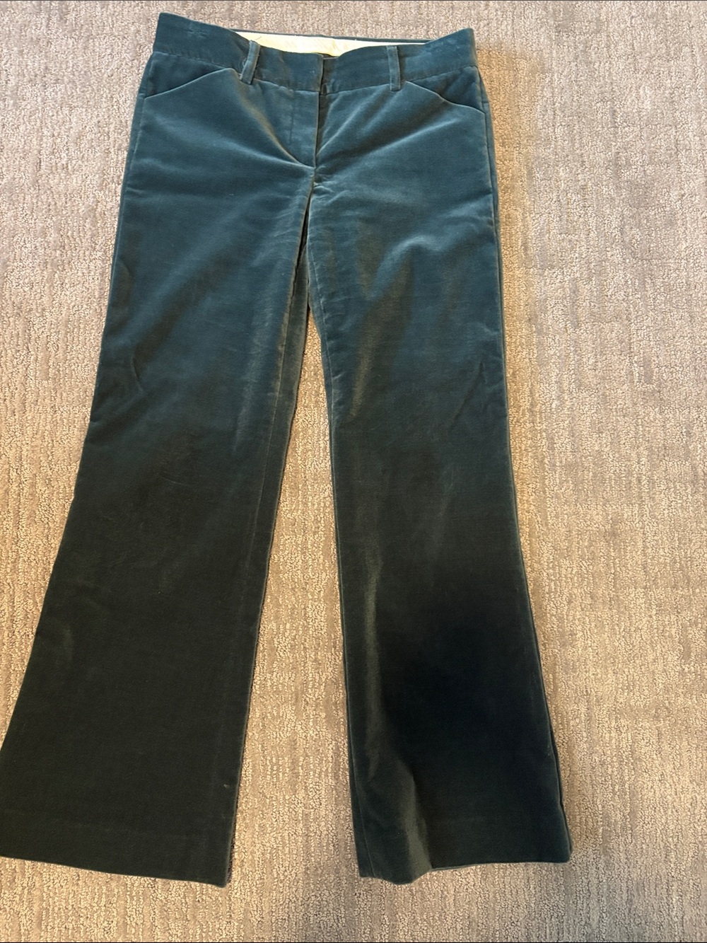 Theory Deep Teal Velvet Flare Ankle Pants